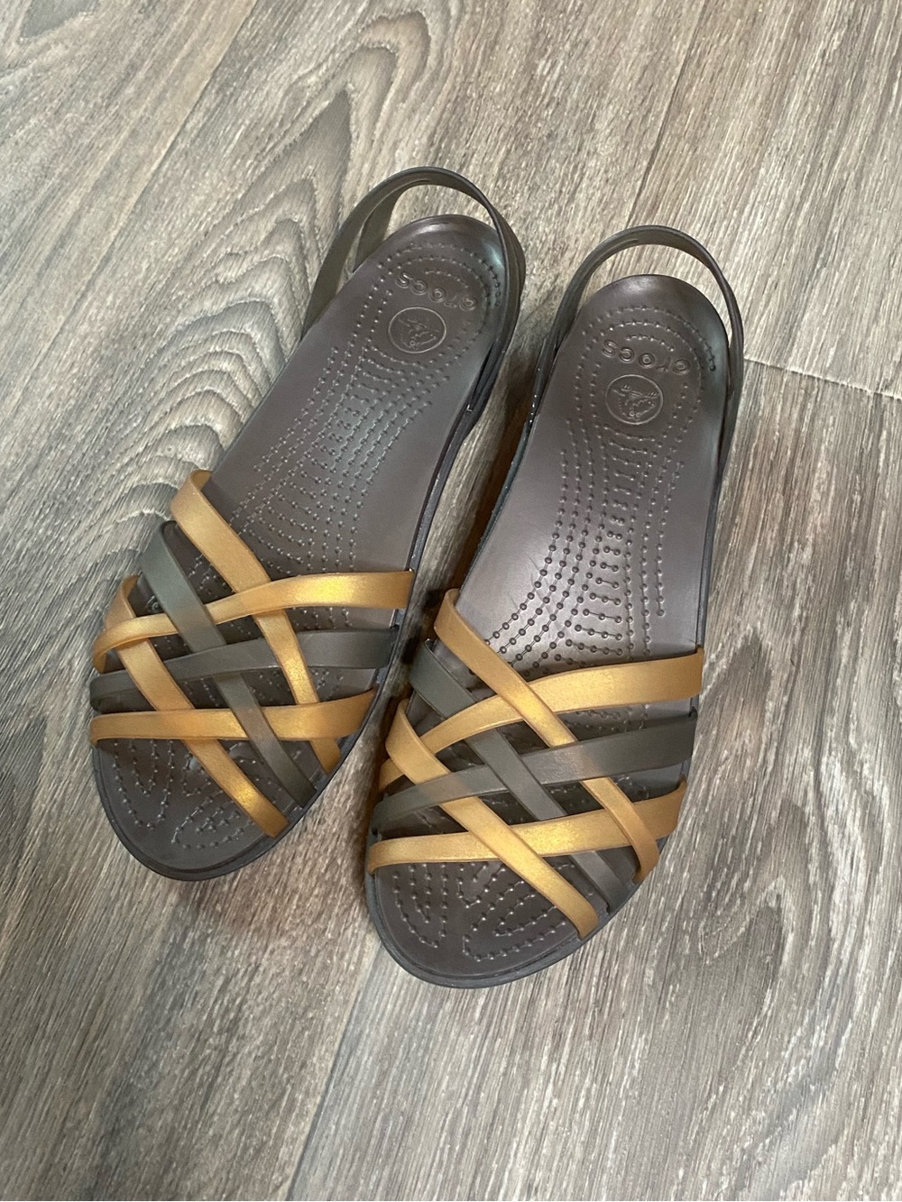 Crocs Women Isabella Huarache Strap Brown Espresso Sandal Water Resistant - Picture 2 of 6
